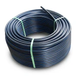 لفة أنابيب بلاستيك HDPE ضغط 19.2 بار PE 100 قطر خارجي 125 مم SDR 7.4 أسود مع خطوط زرقاء
