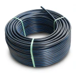 HDPE Plastic Coil Pipe Nominal Pressure 19.2 Bar PE 100 OD 20 mm SDR 7.4 Black with Blue Stripes