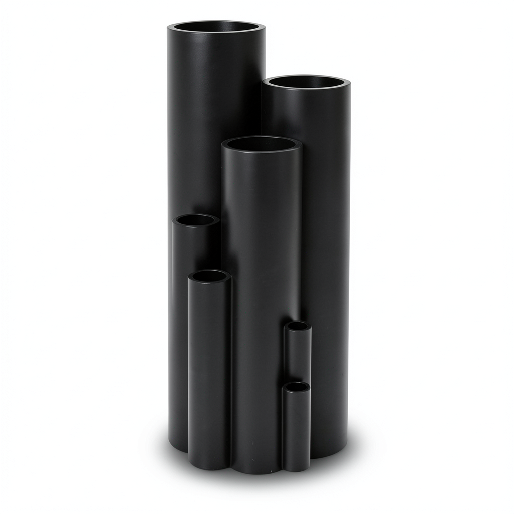 انابيب بلاستيك HDPE ضغط 12.5 بار PE 100 مقاس 180 مم سماكة 13.3 مم لون اسود