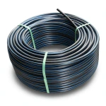HDPE Plastic Coil Pipe PN 19.2 Bar PE 100, 40 mm OD, SDR 7.4 Black with Blue Stripes