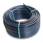 HDPE Plastic Coil Pipe Nominal Pressure 19.2 Bar PE 100 OD 50 mm SDR 7.4 Black with Blue Stripes