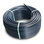 HDPE Plastic Coil Pipe Nominal Pressure 19.2 Bar PE100 OD 63 mm SDR 7.4 Black with Blue Stripes