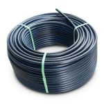 HDPE Plastic Coil Pipe PN 19.2 Bar PE 100 OD 75 mm SDR 7.4 Black with Blue Stripes