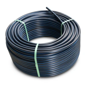 HDPE Plastic Coil Pipe PN 19.2 Bar PE 100 OD 125 mm SDR 7.4 Black with Blue Stripes