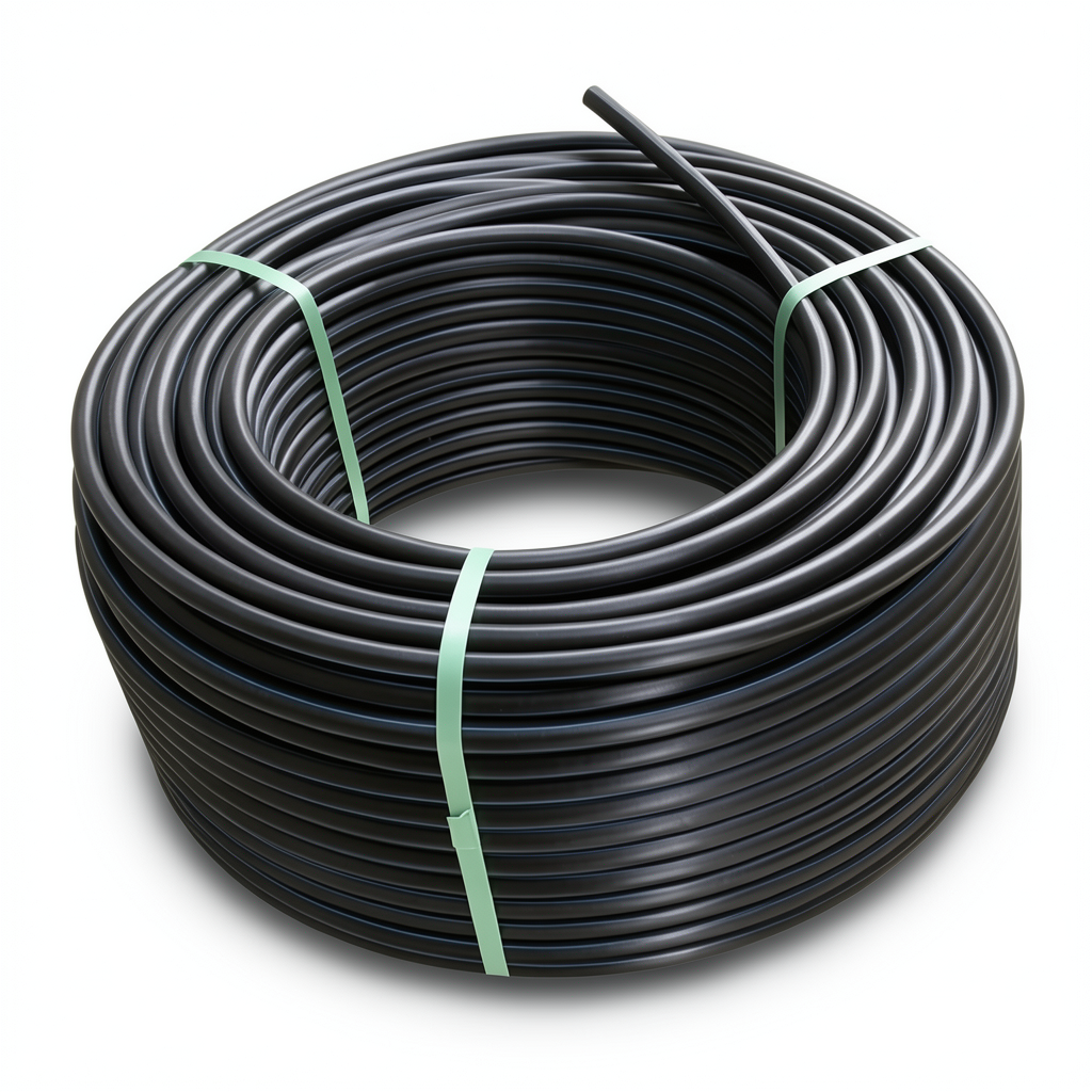 HDPE Plastic Coil Pipe Nominal Pressure 4 Bar PE 100 OD 50 mm SDR 33 Black