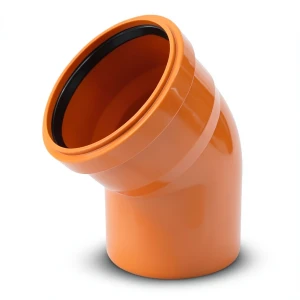 UPVC Elbow 45° Size 160 mm Thickness 4.7 mm Orange Color