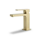 Short Automatic Brass Washbasin Faucet Matte Gold Color