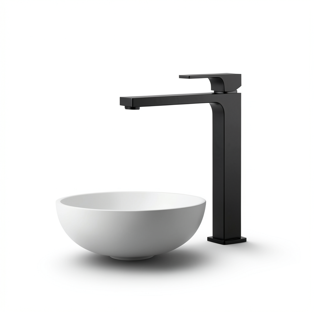 High Black Automatic Brass Washbasin Faucet, Durable, Elegant
