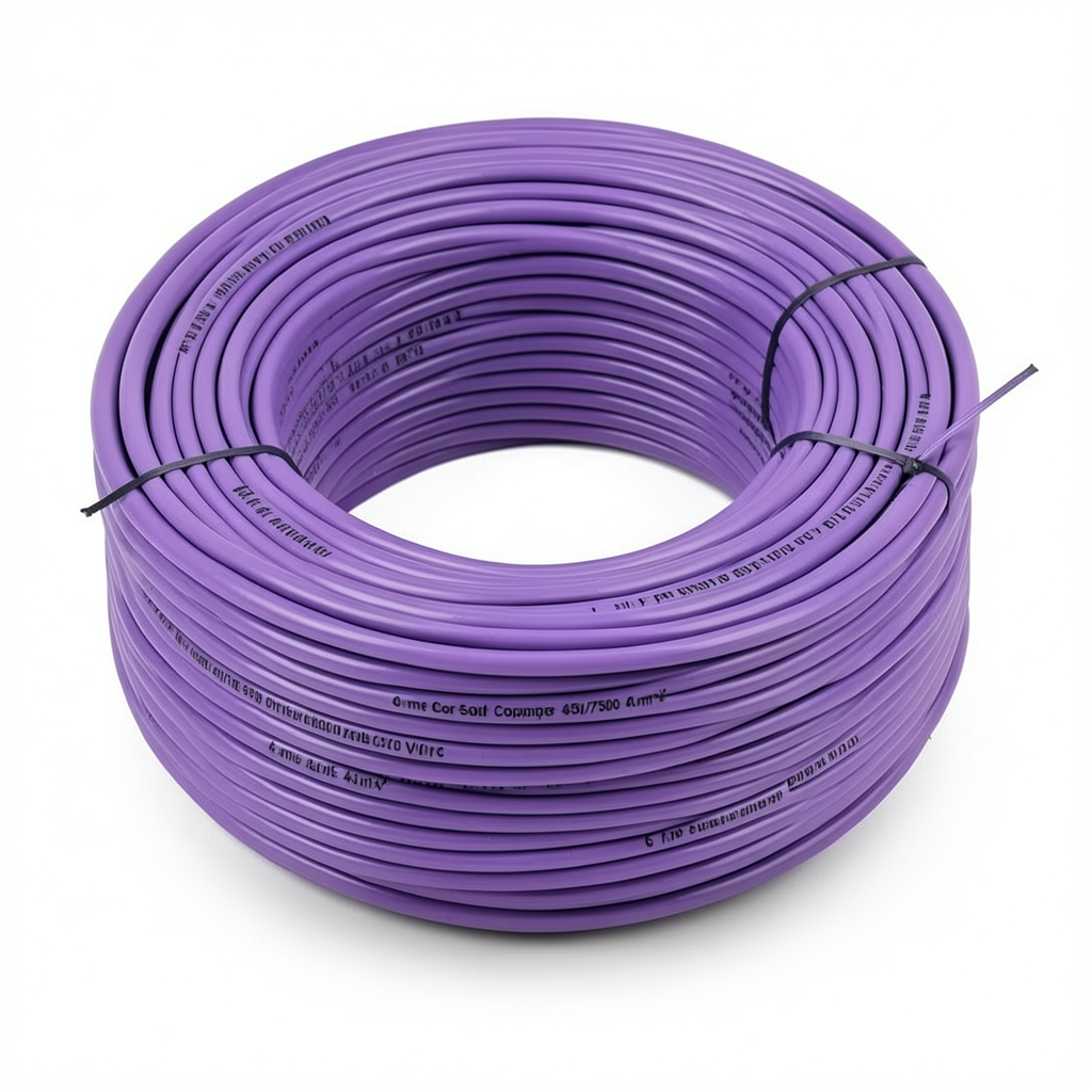 سلك نحاس مصمت احادى النواة معزول PVC 70º الفنار 6 مم² 450/750 فولت 300 قدم بنفسجي | شركة الفنار