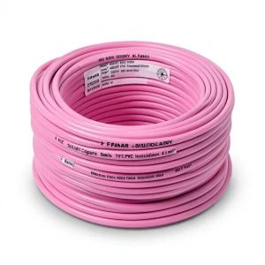 سلك نحاس مصمت احادى النواة معزول PVC 70º الفنار 4 مم² 450/750 فولت 300 قدم لون زهري | شركة الفنار