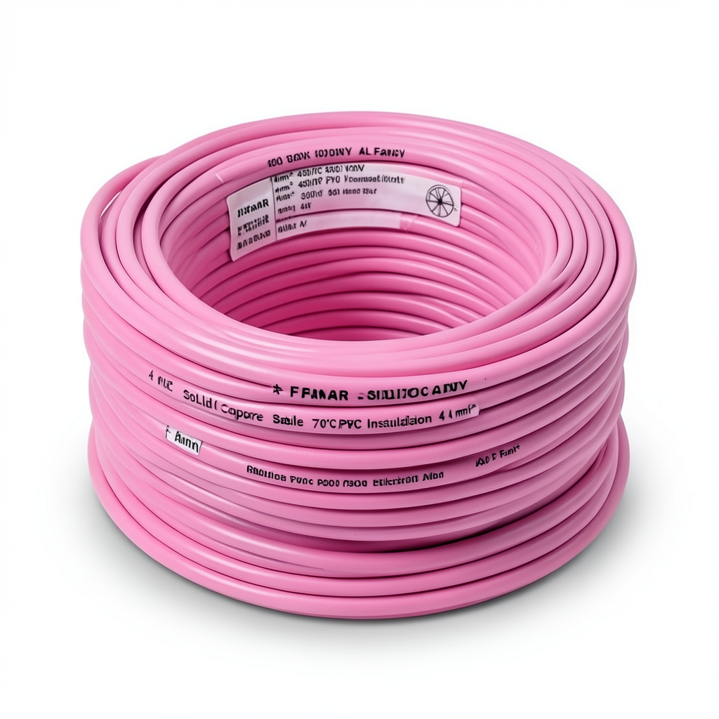 Single Core Solid Copper Cable PVC 70ºC Insulation 4 mm² 450/750 Volt 300 Feet Pink | Al Fanar