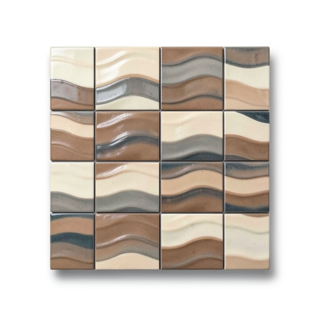 Ceramic Floor Tiles 43x43 cm Wavy Mosaic Square Loft