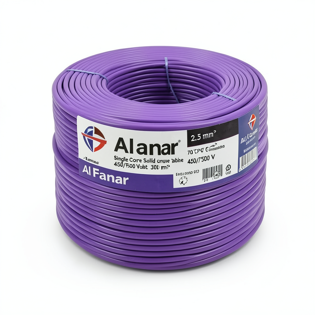 Single Core Solid Copper Cable PVC 70 ºC Insulation 2.5 mm² 450/750 Volt 300 Feet Violet | Al Fanar