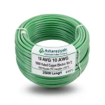10 AWG 1C Stranded Copper Electric Wire, 1000 Volts, PVC Insulation (+105°C) Green, 2500ft Length | Asharqiyah Cables Company for Industry