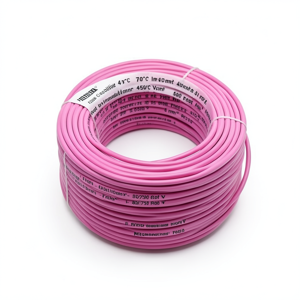 سلك نحاس مصمت احادى النواة معزول PVC 70º الفنار 4 مم² 450/750 فولت 300 قدم لون زهري | شركة الفنار