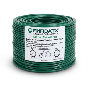سلك كهرباء مفرد 8 AWG نحاس مجدول 1000 فولت عزل PVC +105°C أخضر طول 500 قدم | شركة كابلات الشرقية للصناعة