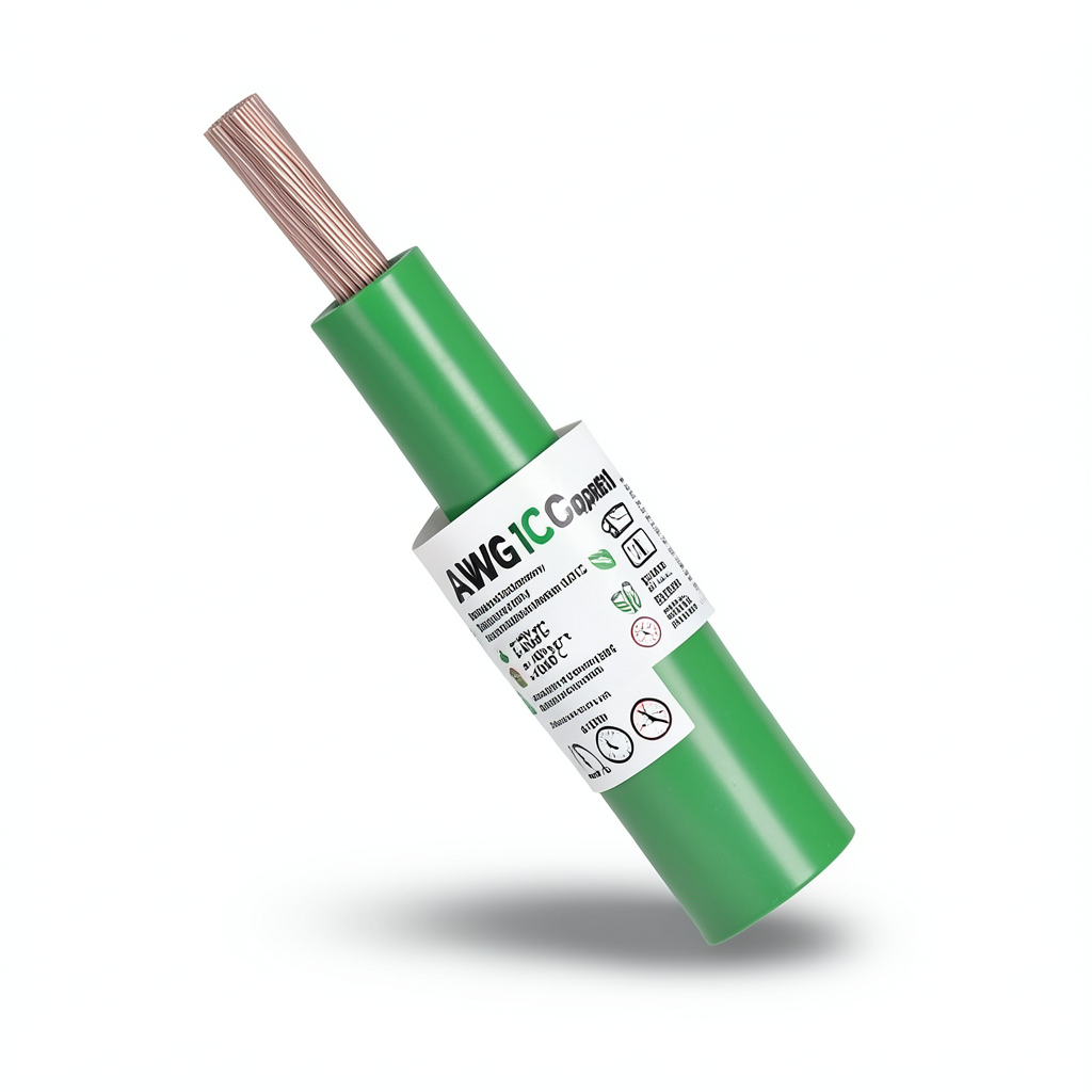 سلك نحاس مجدول 3 AWG مفرد 1000 فولت عزل PVC +105°C أخضر طول 500 قدم | شركة كابلات الشرقية للصناعة