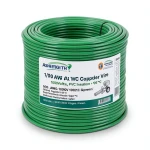لفة سلك كهرباء مفرد 1/0 AWG نحاس مجدول 1000 فولت، عازل PVC +105°C أخضر، طول 500 قدم | شركة كابلات الشرقية للصناعة