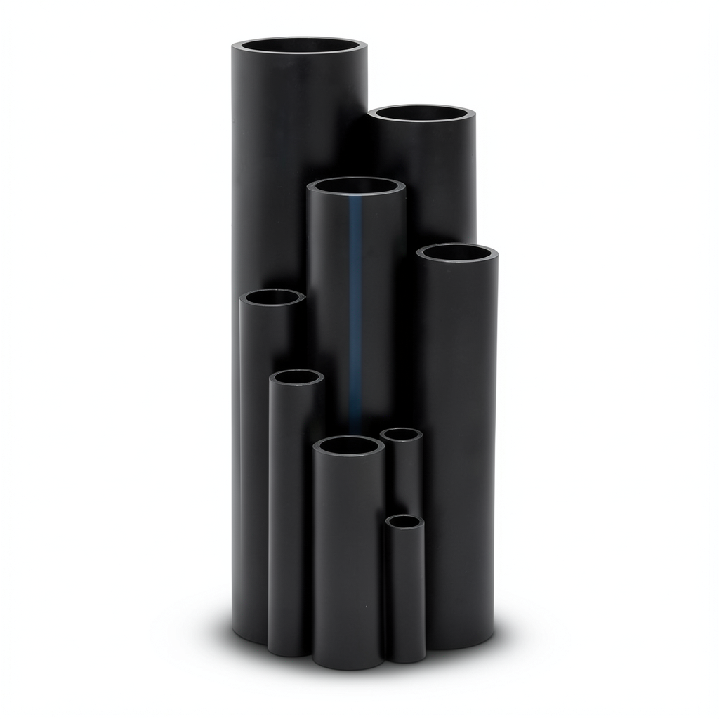 انابيب بلاستيك HDPE ضغط 12.5 بار PE 100 مقاس 180 مم سماكة 13.3 مم لون اسود