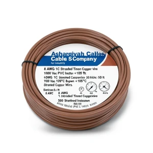 8 AWG 1C Stranded Tinned Copper Wire 1000 Vac PVC Insulation +105°C Brown 500 ft | Asharqiyah Cables Company for Industry