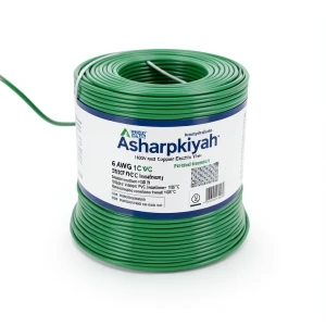سلك كهربائي نحاس مجدول 6 AWG مفرد 1000 فولت عازل PVC +105°C أخضر طول 500 قدم | شركة كابلات الشرقية للصناعة