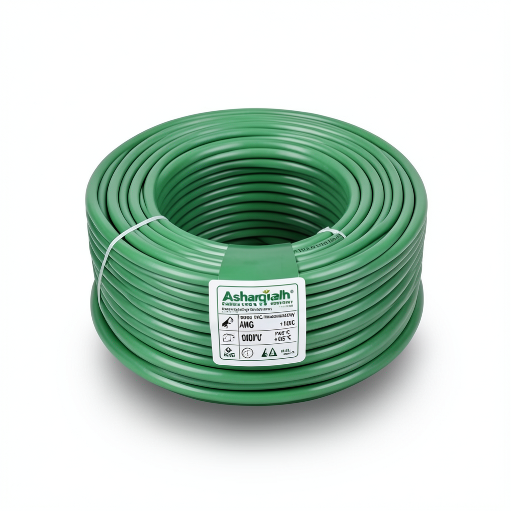 2/0 AWG 1C Stranded Copper Electric Wire, 1000V, PVC Insulation (+105°C) Green, 500 feet | Asharqiyah Cables Company for Industry