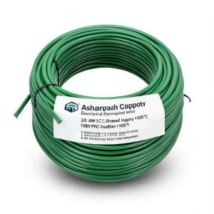 لفة سلك كهرباء مفرد 3/0 AWG نحاس مجدول 1000 فولت عازل PVC +105°C أخضر طول 500 قدم | شركة كابلات الشرقية للصناعة