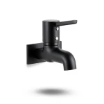 Concealed Wall Washbasin Mixer Black Color, Stainless Steel Cover | Saudi Ceramics