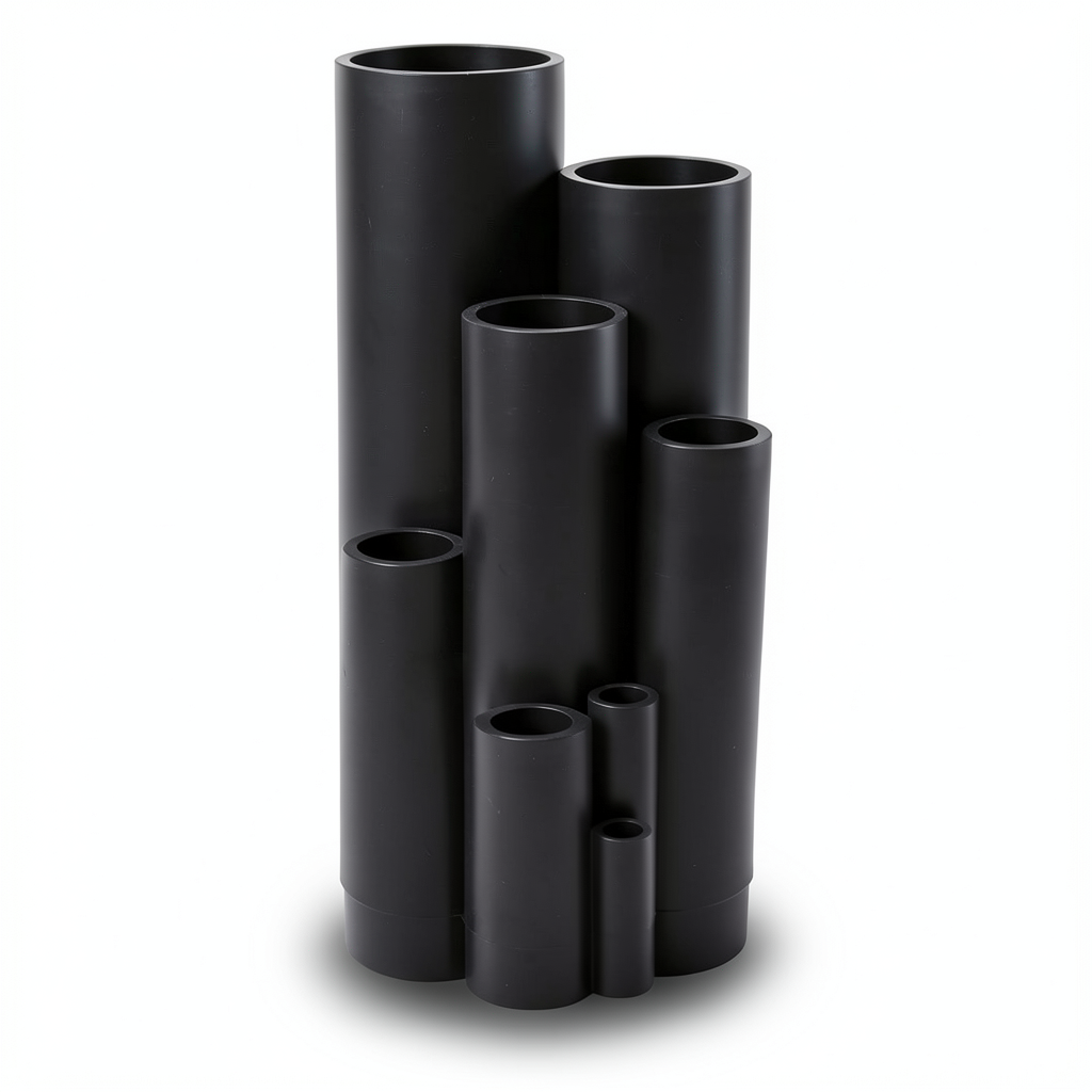 HDPE Plastic Pipe 250 mm Size 18.4 mm Thickness 12.5 Bar Pressure PE 100 Black