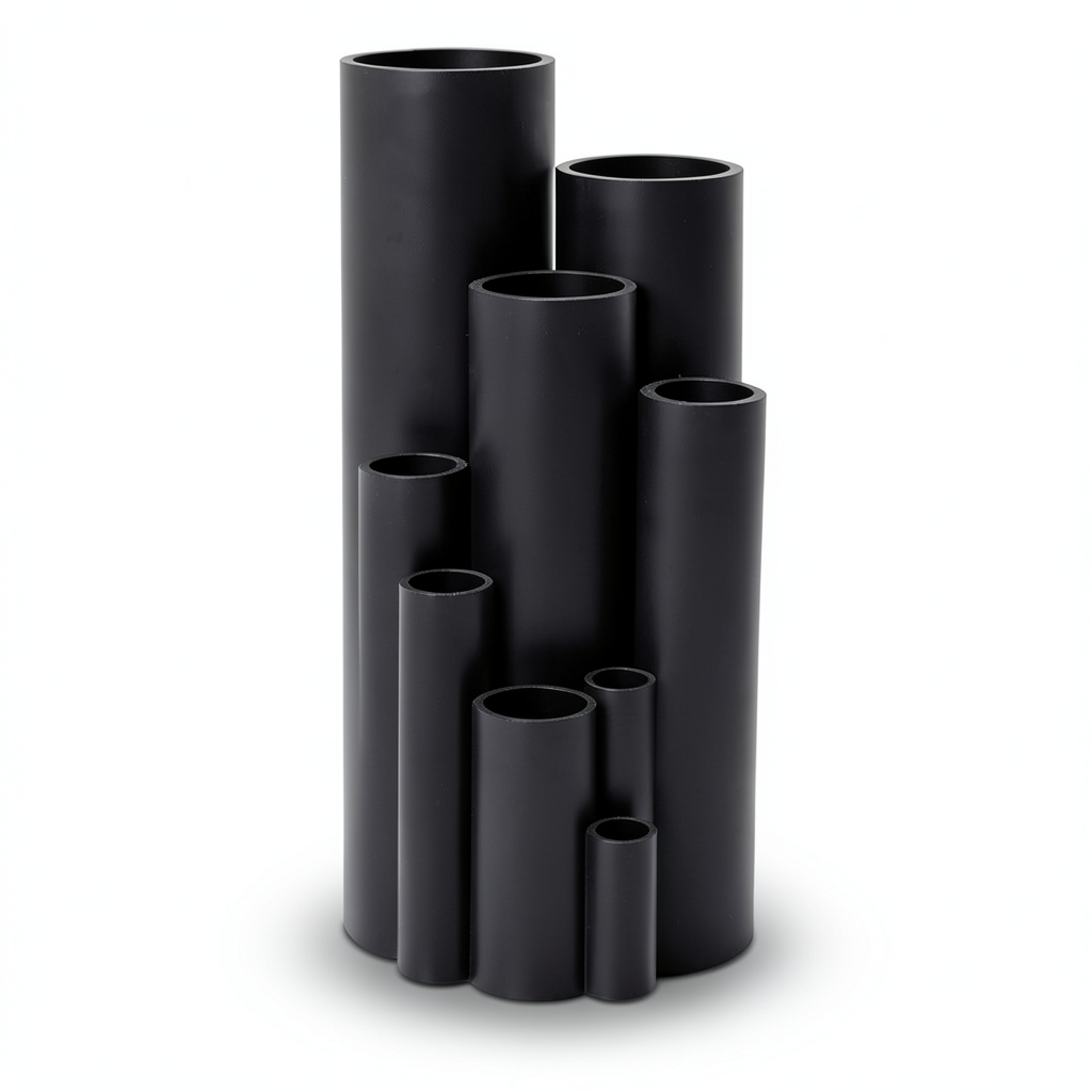 انابيب بلاستيك HDPE ضغط 12.5 بار PE 100 قطر خارجي 355 مم سمك 26.1 مم لون اسود