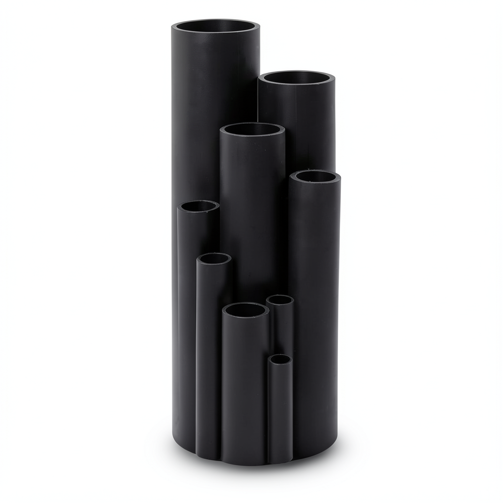 مواسير بلاستيك HDPE ضغط 16 بار PE 80 مقاس 225 ملم سمك 25.2 ملم لون اسود
