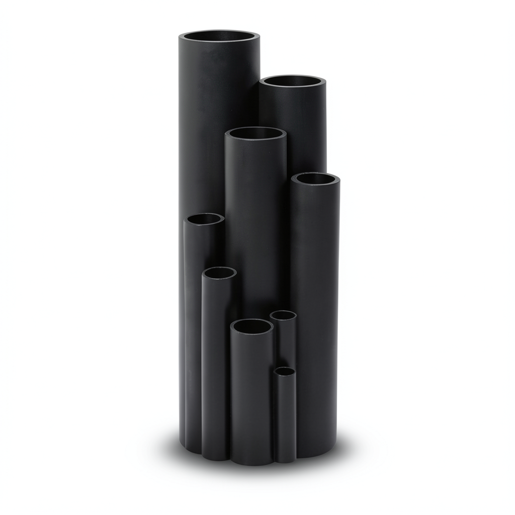 مواسير بلاستيك HDPE ضغط 16 بار PE 80 مقاس 250 مم سمك 27.9 مم لون اسود