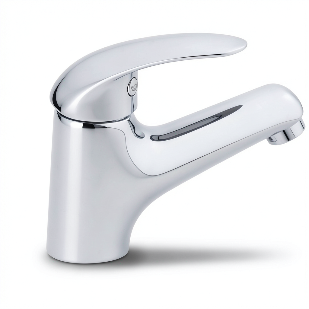 Italian Automatic Washbasin Tap Brass Chrome Short Neck