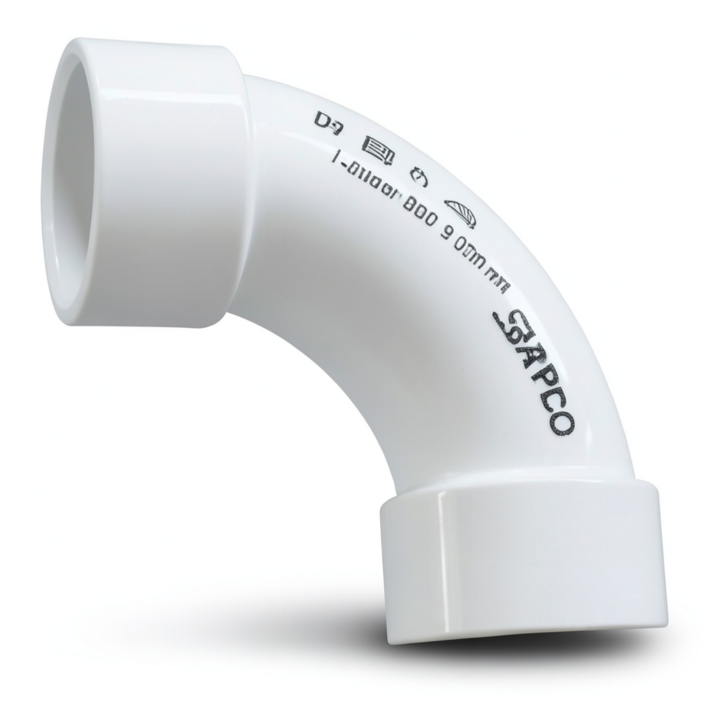 UPVC Elbow Long Radius 90° Outside Diameter 90 mm White Color | SAPPCO