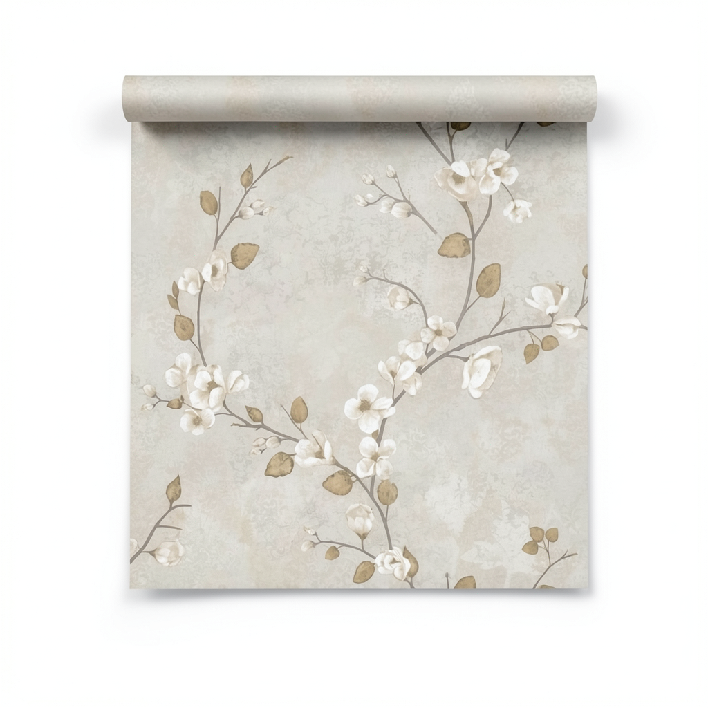 American Wallpaper Floral Design Beige Color, Size 10mx0.53m, Model HN5310