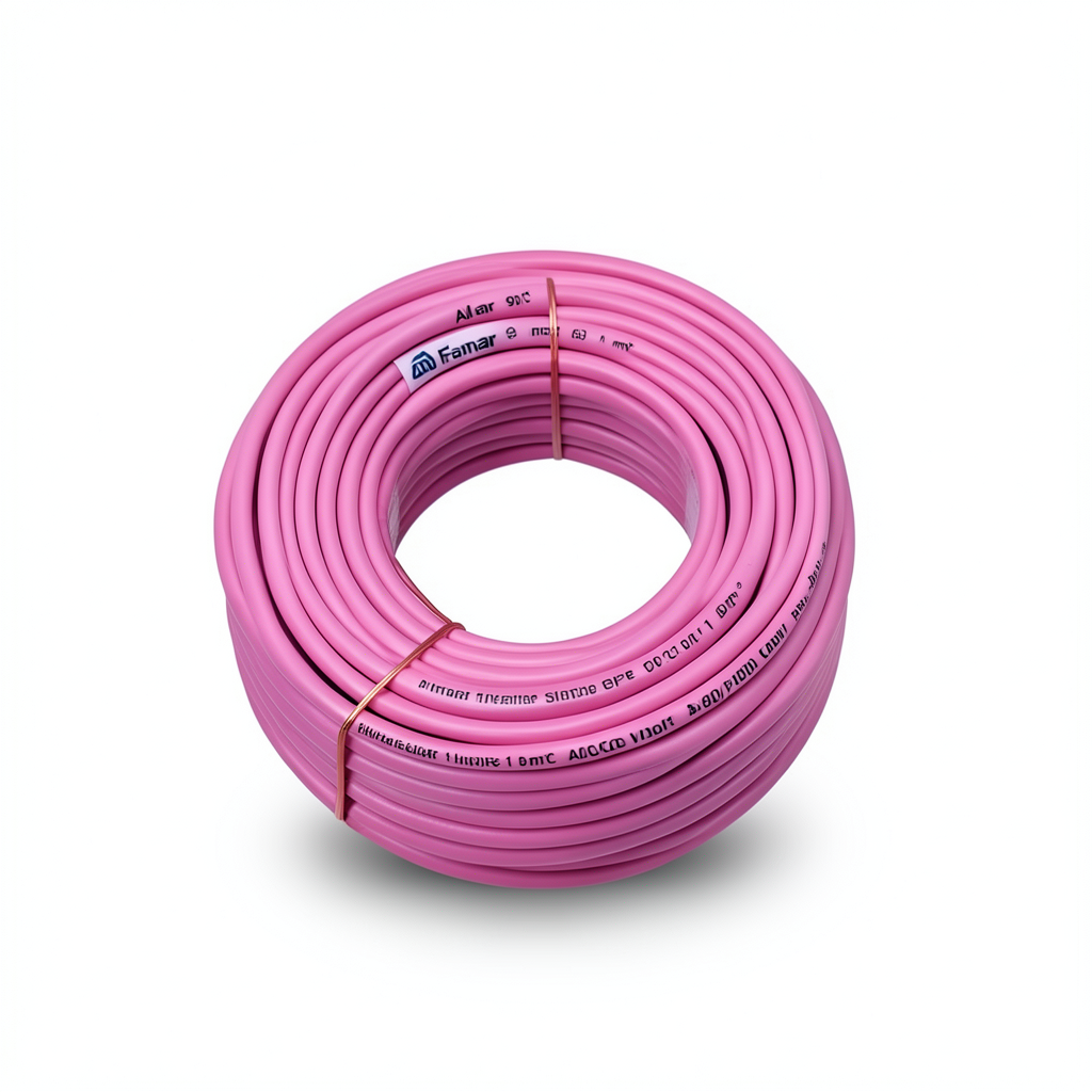 سلك نحاس مصمت مقاوم للحراره احادى النواة معزول PVC 90º مقاس 1 مم² 300/500 فولت طول 300 قدم لون زهري | شركة الفنار