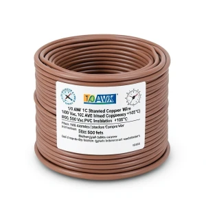 سلك مفرد نحاس مجدول 1/0 AWG مطلي قصدير، معزول PVC +105°C بني، 500 قدم | شركة كابلات الشرقية للصناعة