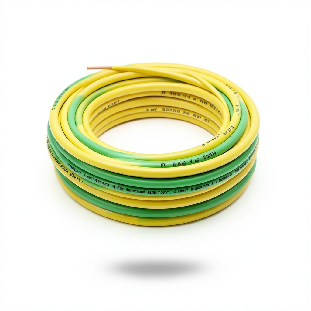 سلك نحاس مصمت احادى النواة معزول PVC 70º الفنار 4 مم² 450/750 فولت 300 قدم اصفر مع الاخضر | شركة الفنار