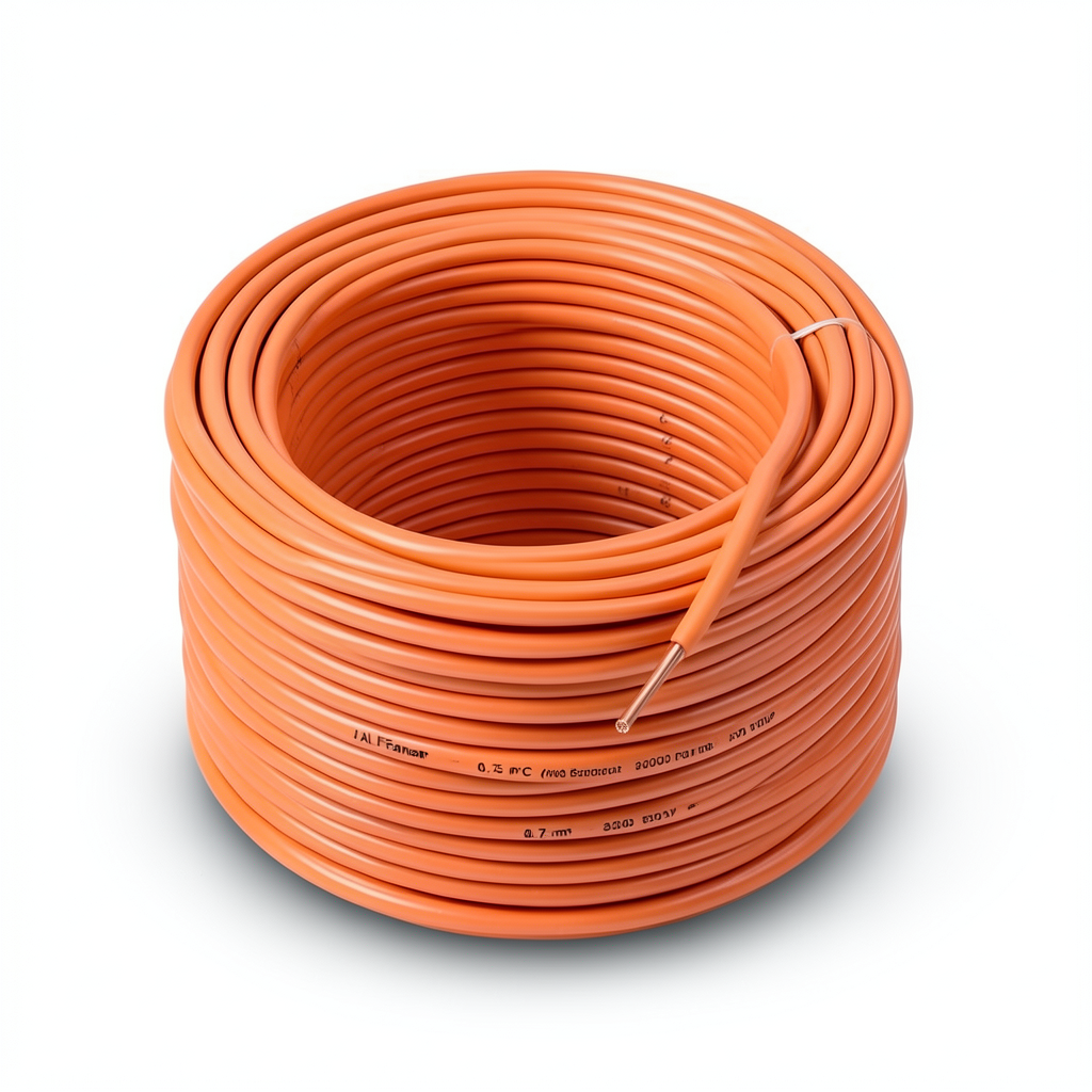 Heat Resistant Single Core Solid Copper Cable PVC 90 ºC Insulation 0.75 mm² 300/500 Volt 300 Feet Orange | Al Fanar