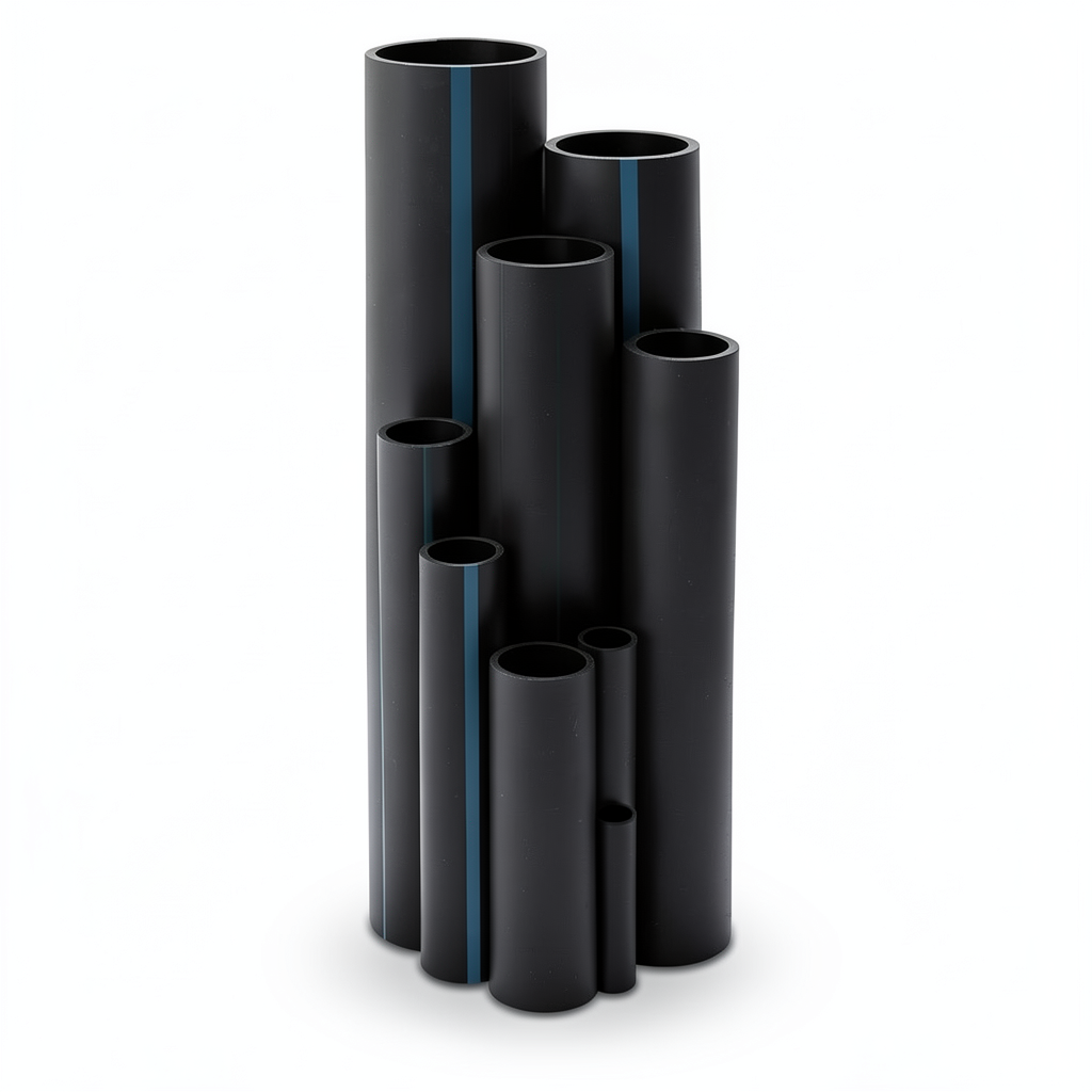 مواسير بلاستيك HDPE ضغط 16 بار PE 80 مقاس 400 ملم سمك 44.7 ملم لون اسود