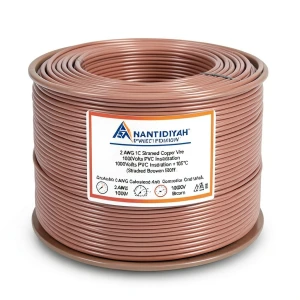 لفة سلك مفرد 2 AWG نحاس مجدول 1000 فولت عزل PVC +105°C بني طول 500 قدم | شركة كابلات الشرقية للصناعة