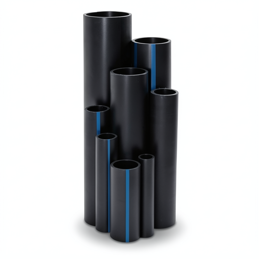 مواسير بلاستيك HDPE ضغط 16 بار PE 100 قطر خارجي 125 مم سمك 14 مم لون اسود