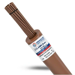 سلك مفرد 2/0 AWG نحاس مجدول كهربائي، 1000 فولت، عزل PVC (+105°C)، بني، طول 500 قدم | شركة كابلات الشرقية للصناعة