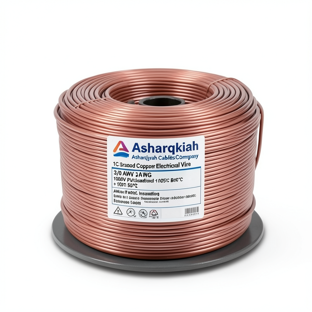 3/0 AWG 1C Stranded Copper Electrical Wire 1000V PVC Insulation +105°C Brown 500ft | Asharqiyah Cables Company for Industry