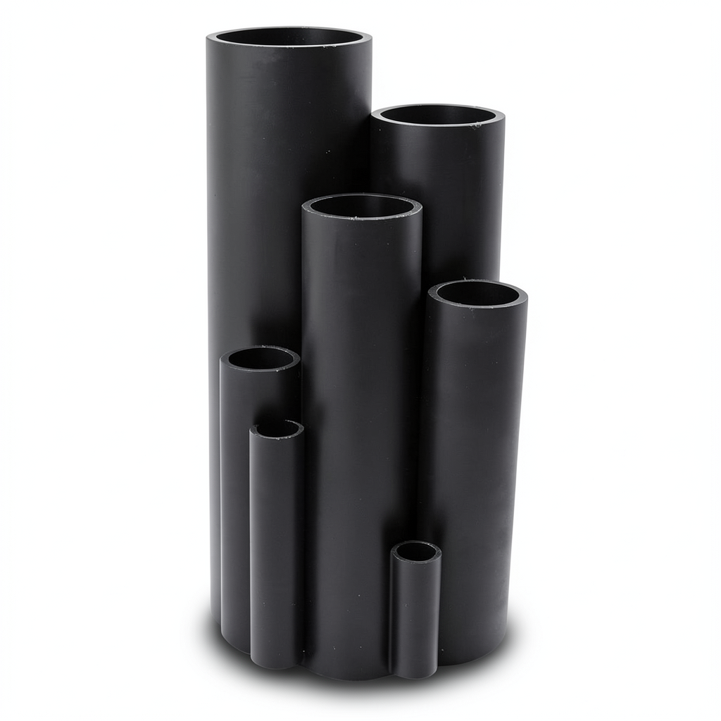 انابيب HDPE ضغط 16 بار PE 100 مقاس 140 مم سمك 15.7 مم لون اسود