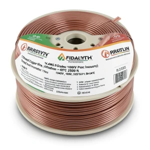سلك نحاس مجدول 14 AWG مفرد، 1000 فولت، عازل PVC +105°C، بني، طول 2500 قدم | شركة كابلات الشرقية للصناعة
