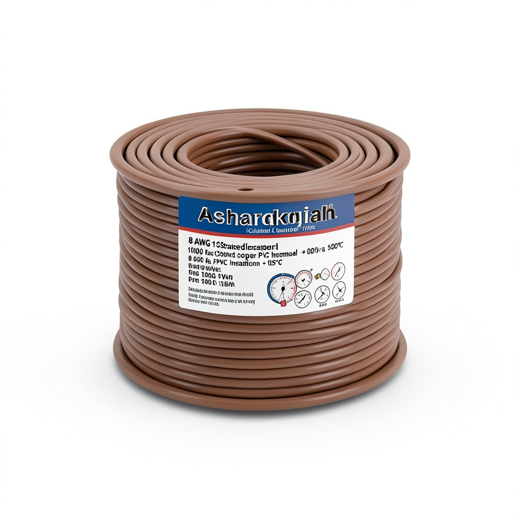 8 AWG 1C Stranded Copper Electrical Wire, 1000 Vac, PVC Insulation +105°C, Brown, 500ft | Asharqiyah Cables Company for Industry