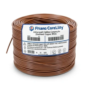 لفة سلك مفرد 2 AWG نحاس مجدول 1000 فولت عزل PVC +105°C بني طول 500 قدم | شركة كابلات الشرقية للصناعة