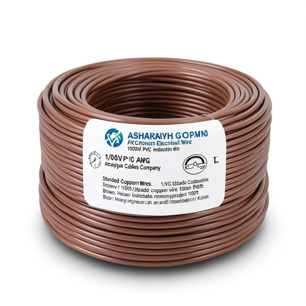 1/0 AWG 1C Stranded Copper Electrical Wire 1000V PVC Insulated Brown 500ft | Asharqiyah Cables Company for Industry