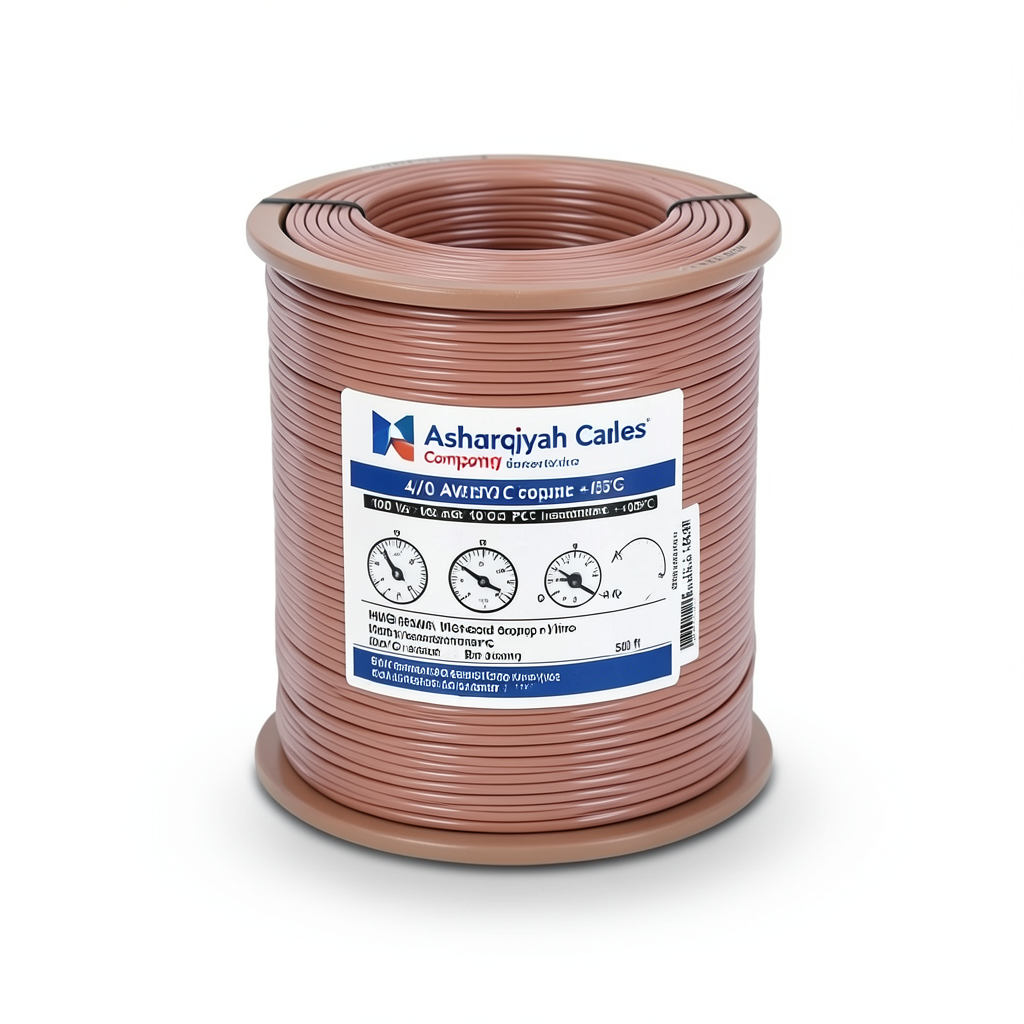 4/0 AWG 1C Stranded Copper Electric Wire, 1000 Vac, PVC Insulated +105°C, Brown, 500 ft | Asharqiyah Cables Company for Industry